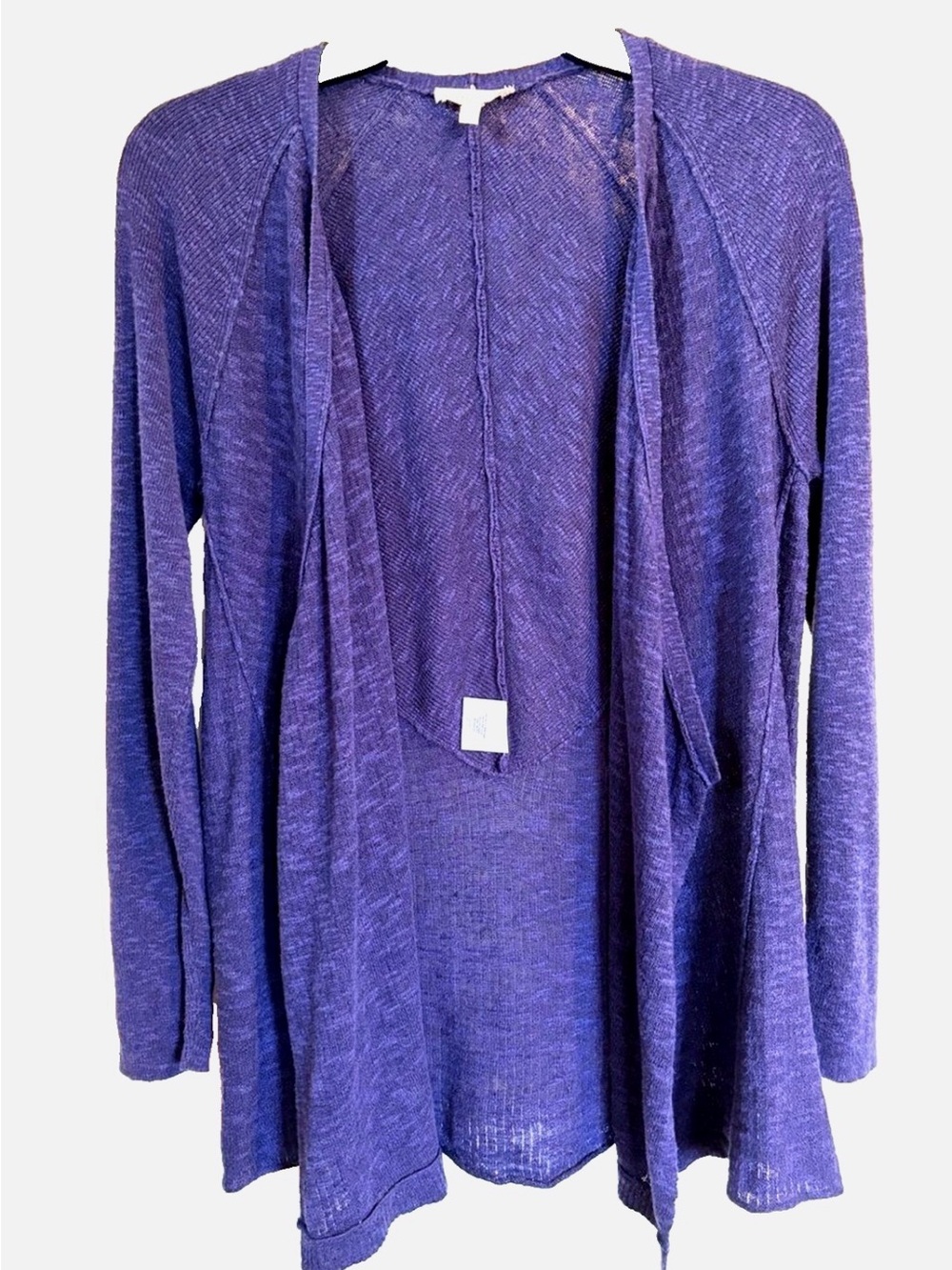 Eileen Fisher Linen Cotton Cardigan S Purple Open Front Lightweight Sweater